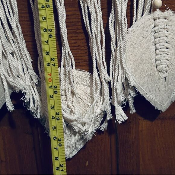 Large White Feather Macrame Wall Hanging Accent - Picture 2 of 3